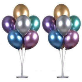 Resim Balon Standı 7 Çubuklu 75 Cm Ve 7 Adet Metalik Balon 