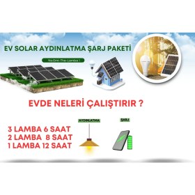 Resim Güneş Enerji Paneli 3 Adet 10W Lamba ve Telefon Şarj Cihazı 