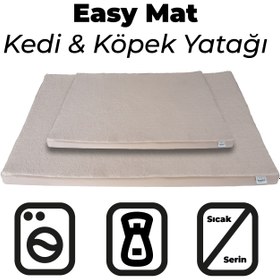 Resim EasyMat, Çift Taraflı Kullanılabilen, Çıkarılabilir Kılıflı, Yıkanabilir, Kedi ve Köpek Matı (Bej) - 80 x 100 