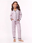 Resim Kari Kız Çocuk Pijama Takımı, Pembe Pamuk, Pantolonlu 266108442 Pembe 