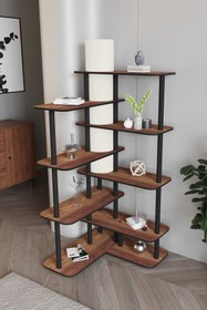 Resim messer CROSS RAFLI LAMBADER KİTAPLIK CEVİZ 