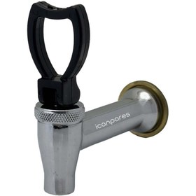 Resim Parmis Semaver Musluk Göstergesiz, Dıştan Dişli, Contalı, Somunlu, Demir, Kazan Meşale Musluğu 10cm 