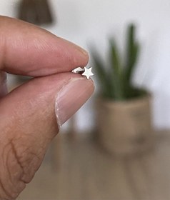 Resim 316 L Cerrahi Çelik Tragus Helix Kıkırdak Conch Minik Yıldız Piercing Beyaz 