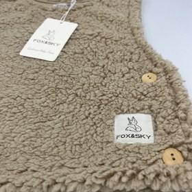 Resim Fox&Sky Bebek Bej Peluş Yelek - Kahverengi Etiketli 