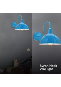 Resim Riolight Vintage,rustik,retro Mavi Metal Otel,cafe,odaklar İçin Duvar Aplik Şapka Çapı:23cm Mavi 