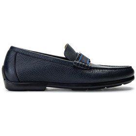 Resim Valentıno Erkek Hakiki Deri Mavi Loafer Ayakkabı 667 2088 Erk Ayk Y23 Dark Blue Siyah 