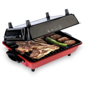 Resim Genel Markalar Büyük Boy 40x30 Cm Elektrikli Hobistan Izgara Barbekü Mangal Kebapçı Balıkçı Emaye Gövdeli 