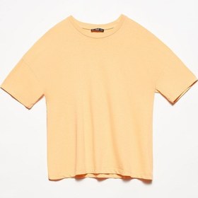 Resim Dilvin Yaka Basic T-shirt Şeftali 