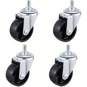 Resim Dashanshop 4 Adet Frenli 3 Inç M10 15mm Dişli Çubuklu 360 Derece Dönebilir Mobilya Tekerleği 