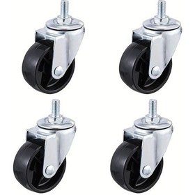 Resim Dashanshop 4 Adet Frenli 3 Inç M10 15mm Dişli Çubuklu 360 Derece Dönebilir Mobilya Tekerleği 