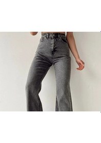 Resim 2020 Kadın Likrasız Palazzo Jeans Kot Denim Pantolon Füme 