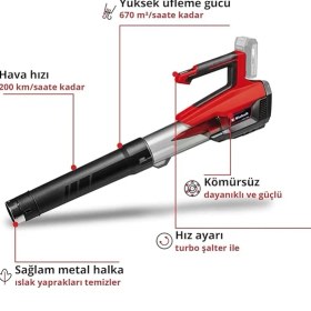 Resim Leaf Shop Akülü Yaprak Üfleme Gp-Lb 18/200 Li E-Solo Power X-Change (Li-Ion, 18V, Kömürsüz Motor, Devir Ayarı) - 3433555 