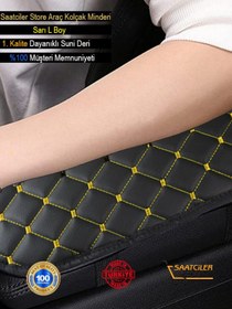 Resim Fiat Stilo Deri Oto Kolçak Kılıfı Örtüsü Capitone Süngerli Sarı Nakışlı 