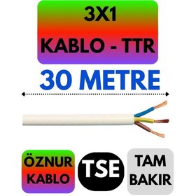 Resim Öznur 3x1 Ttr Kablo Beyaz Metre Seçenekli - 30 Metre 