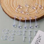 Resim 20 Parça Akrilik Vücut Piercing Tutucuları Seti - Basit Stil, Plating Yok, Şeffaf, Göbek, Dil, Kaş, Dudak, Kıkırdak için - Çeşitli Günlük Giyim Aksesuarları 