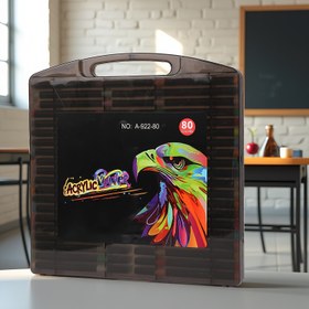 Resim 80 Renkli Akrilik Marker Seti Hediye Kutusunda, Öğrenci Sınıfı Grafitisi DIY Yetişkin Sanat Boyama Kalemleri için Uygun, Taş, Plastik, Karton, Tuval, Metal, Ahşap Yüzeyler için Su Bazlı Toksik Olmayan Mürekkep 