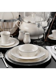 Resim Bone Olympos 71 Parça Yemek Takımı Platin File Beyaz - Gri 