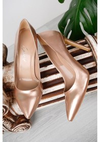 Resim Stiletto Büyük Numara Bayan Ayakkabısı Bronz 