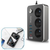 Resim SANEC Isıya Dayanıklı Termal Akım Korumalı 2 Mt 10a 2500w 3lü Priz Ve 3 Usbi 2.1a Uzatma Kablosu 