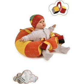Resim Oyuncaklı Bebek Oturma Destek Minderi - Devrilmez Bebek Koltuğu - Büyük Bebek Oturağı Turuncu Sarı 