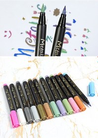 Resim Kangvka 10 Renkli Metalik Su Bazlı Yumuşak Uçlu Kalem Seti - Dıy Albüm Ve Dekorasyon İçin İşaretleyici Gümüş 