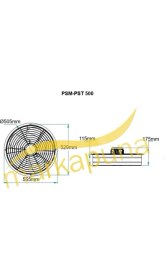 Resim Fanexfan Fanex Psm 500 Monofaze 50 Cm 7150 M³/H Yuvarlak Kasa Aksiyel Aspiratör 