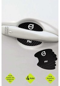 Resim Volvo Fm Kapı İçi Çukur Bölgeleri İçin Karbon Desenli Çizik Koruma Folyo Takımı Fm Yazılı 4 Adet 