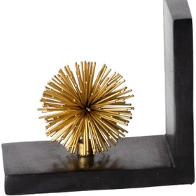 Resim Siyah Mermer Pirinç Kestane Detaylı Kitap Tutucu 