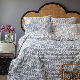 Resim Classy Koyu Gri Geometrik Zincir Desenli %100 Pamuklu Nevresim Seti - Battal Boy / Gri 