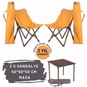 Resim Bag The Joy Ahşap Masa Sandalye Seti Antrasit-hardal- 50 50 50cm Antrasit - Hardal 