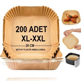 Resim Home Airfryer Pişirme Kağıdı,xl-Xxl Büyük Boy, Kare, 200 Adet Hava Fritöz Parşömen Fırın Kağıdı Tek Kullanımlık Kağıt Fırın Fritöz Pişirme Kızartma Tavası Için Uygun 20CM 