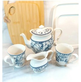 Resim Adelaıde Porselen Demlik Beyaz - Mavi 