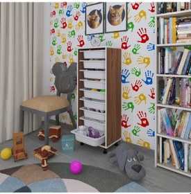 Resim Kenzlife Sepetli Mutfak Dolabı Ruberu Cvz 122x45x30 Banyo Oyuncak Çamaşır Beyaz 9 Lu Sepet 