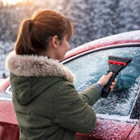Resim Multi Trendy Araç Buz Kazıyıcı – Siyah Oto Araba Camı Kar ve Buz Temizleyici Kaydırmaz Tutma Saplı Cam Buz Kazıyıcı 