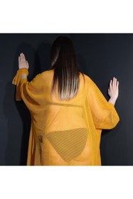 Resim Tedz Collection Hardal Sarı Fileli Kimono Pareo 