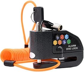 Resim Alarm Disk Kilidi Seti, Fren Kilidi, Hırsızlığa Karşı Su Geçirmez 110 dB 7 mm Pin 1,5 m Hatırlatma Kablosu Motosikletler için Scooter Taşıma Çantası ASORTİ 