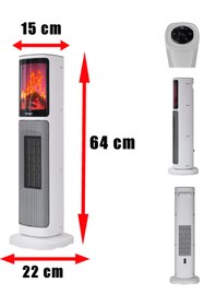 Resim Hoogar German 2075 L White Oben Seri OLED Şömineli Ekran Dijital Kule Tipi Turbo Hızlı Isıtıcı 