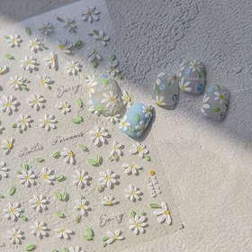 Resim 2025 ilkbahar/yaz yeni çiçekli papatya kendinden yapışkanlı tırnak çıkartmaları, tırnaklara zarar vermeden tek kullanımlık, hızlı giyilebilir, DIY tırnak etiketleri, tarih partisi tatil süslemeleri, hediyeler 