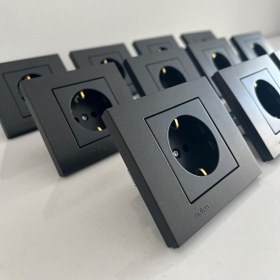 Resim Ovivo Topraklı Priz Çerçeve Dahil Metalik Siyah 12 Adet W1271008 Siyah Set 