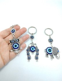 Resim Nazar Boncuğu Anahtarlık Seti Baykuş Nal Fil Hediyelik Eşya 