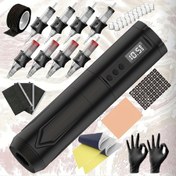 Resim Tam Tattoo Seti - Kablosuz Kalem 8 İğne ile, 2000mAh USB Şarj Edilebilir Batarya, Profesyonel Tattoo Tabancası Seti Eldivenler ve Uygulama Işığı Bej, Başlangıçlar ve Sanatçılar için Uygun 