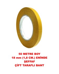 Resim Çift Taraflı Şeffaf Sarı Bant 50 M. Uzunlukta 20 Mm Eninde 1 