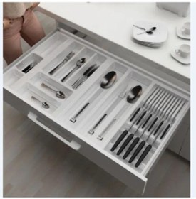 Resim Mutfak, Modüler Bıçaklıklı Kaşıklık Seti, Beyaz, 84 x 48 cm (Enden-Boydan 3,5 cm Kesilebilir) 