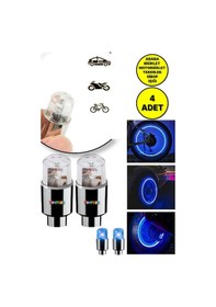 Resim Bisiklet Tekeri Araba Lastiği Hareket Sensörlü Işıklı Sibop Kapağı Lambası Mavi Renk - 4 Adet Mavi 