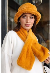 Resim Kadın Peluş Kaşkol Boyunluk Atkı Rkb-01 Hardal Hardal 