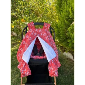 Resim 100pamuk Çok Amaçlı Çift Katlı Çift Kullanımlı Müslin Puset Örtüsü Ve Minder&çiçek Tsrm 