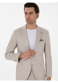 Resim Cacharel Bej Slim Fit Dokulu Takım Elbise 