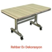 Resim Rehber Mobilya Aksesuar Cordoba 60x100 Krom Nikel Kaplamalı Tekerlekli Orta Sehpa Metal Masa 