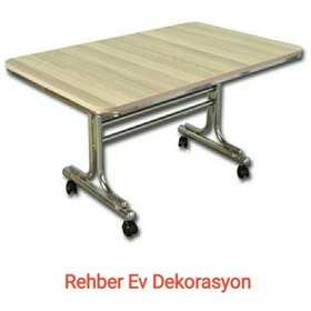 Resim Rehber Mobilya Aksesuar Cordoba 60x100 Krom Nikel Kaplamalı Tekerlekli Orta Sehpa Metal Masa 