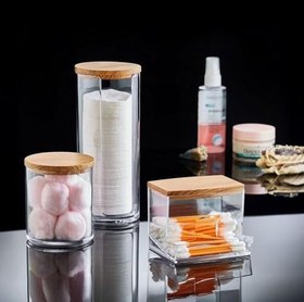 Resim Deconox Ahşap Görünümlü Kapak 3'lü Organizer Set, Modern Pamukluk Düzenleyici Şık 3'lü Pamukluk Set - Şık ve Fonksiyonel Ahşap Görünümlü Kapaklı - Mutfak ve Banyonuzu Düzenleyin! 